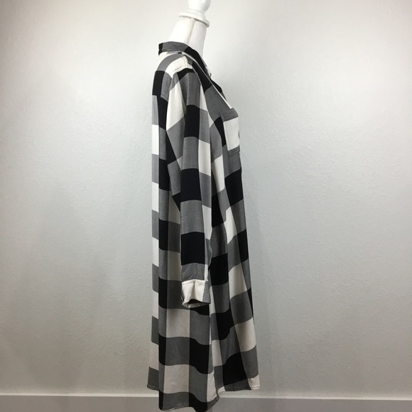Old navy black & white plaid flannel shirt dress size XL tall - Picture 2 of 6